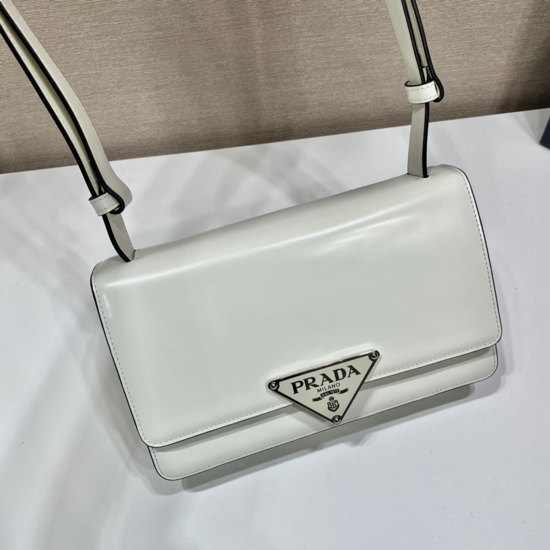 Prada Leather Bag Shoulder Bag Handbag White 1BD321